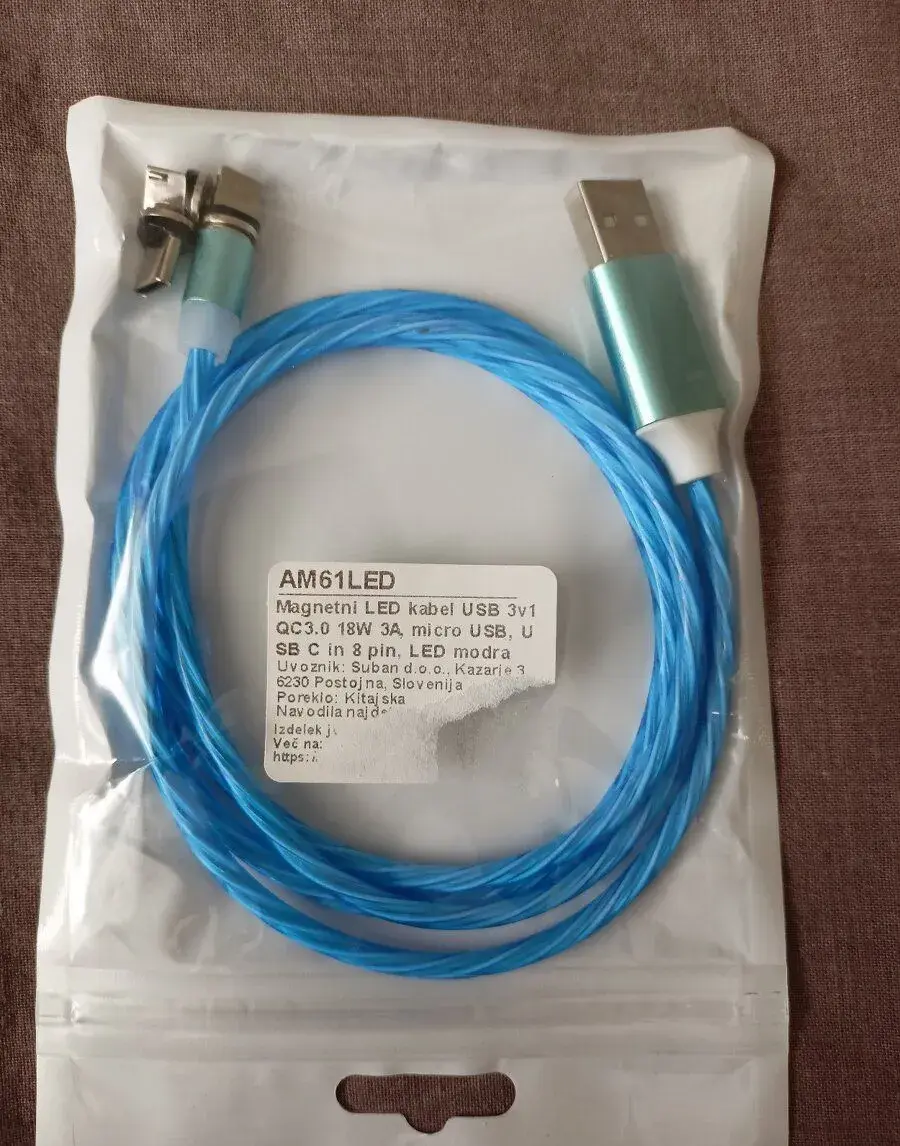 Magnetický LED kabel USB