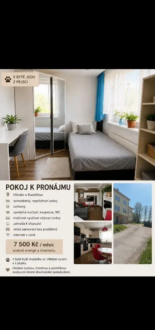Pronajmu místnost v bytě, např studentovi