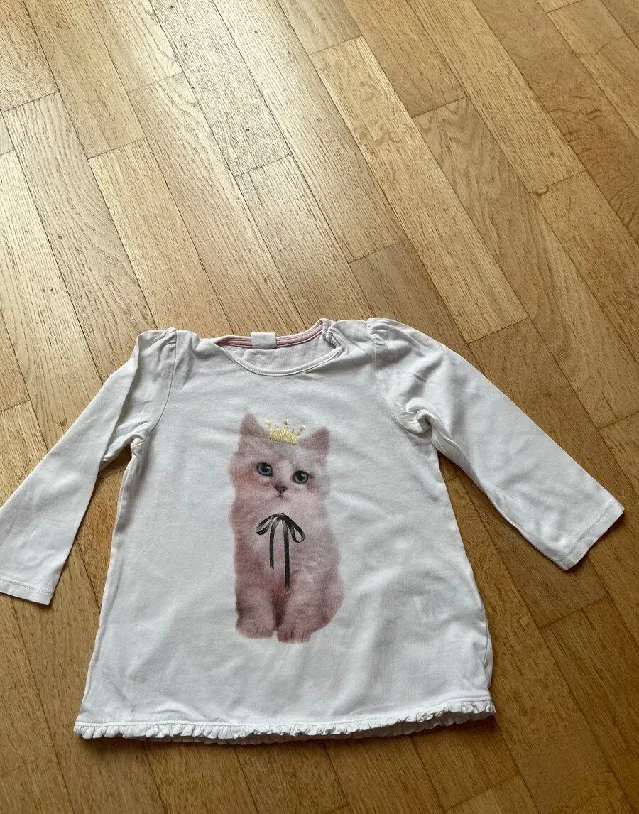 Bavlněné tričko s kočičkou vel. 92