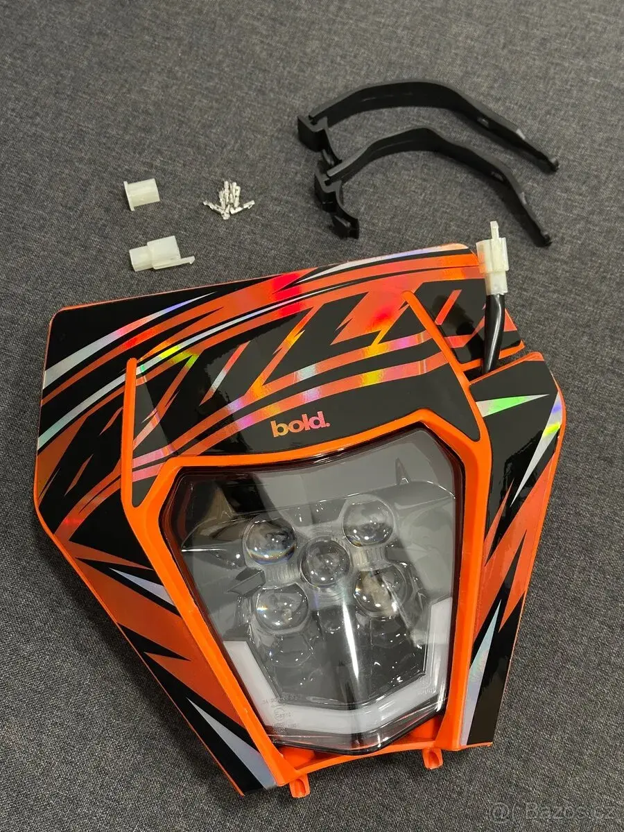 KTM EXC Maska Oranžová + LED světlo s homologací