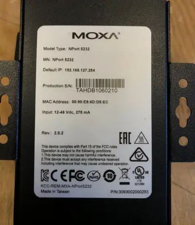 MOXA NPort 5232 převodník 2× RS-422/485 na Ethernet