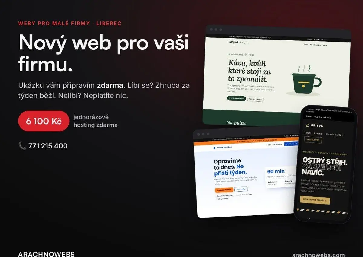 Nový web pro vaši firmu – ukázka zdarma, hotovo za týden