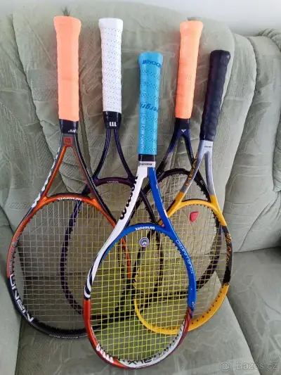 Tenisové rakety - 5 ks. Wilson, Head - výborný stav.