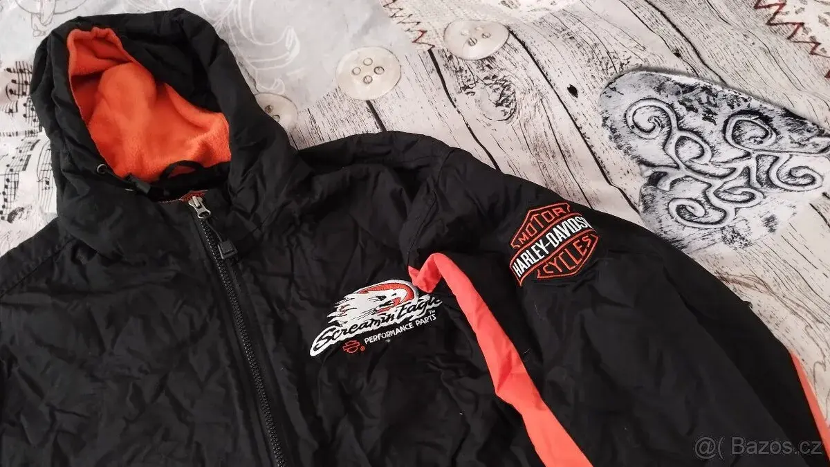 Bunda s fleece podšívkou a logem Harley Davidson