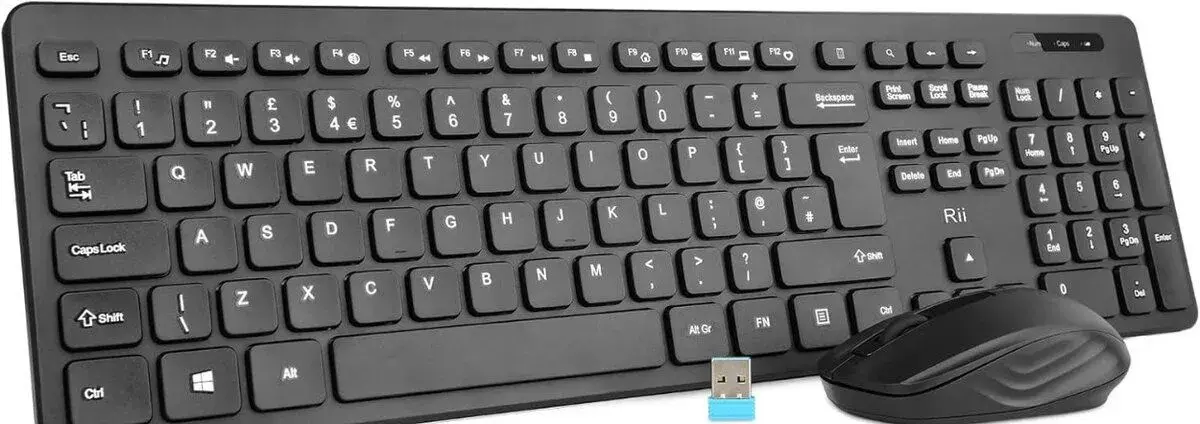 Rii RK200 RM200 bezdrátová klávesnice a myš 2,4 GHz německá