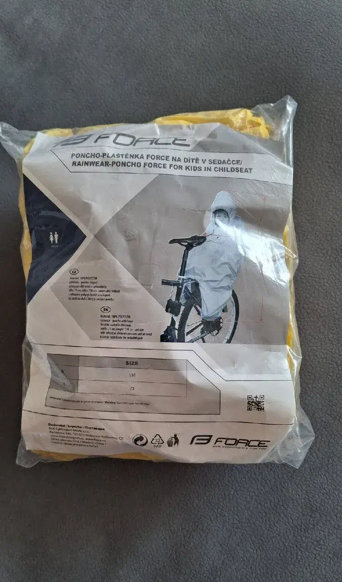Nepoužitá dětská poncho pláštěnka na dítě v cyklosedačce