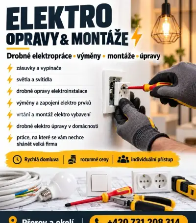 Elektrikář Přerovsko – drobné opravy, montáže a úpravy