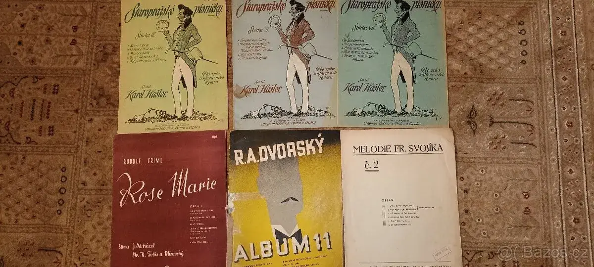 Staré noty Karel Hašler, R.A.Dvorský, Rudolf Friml