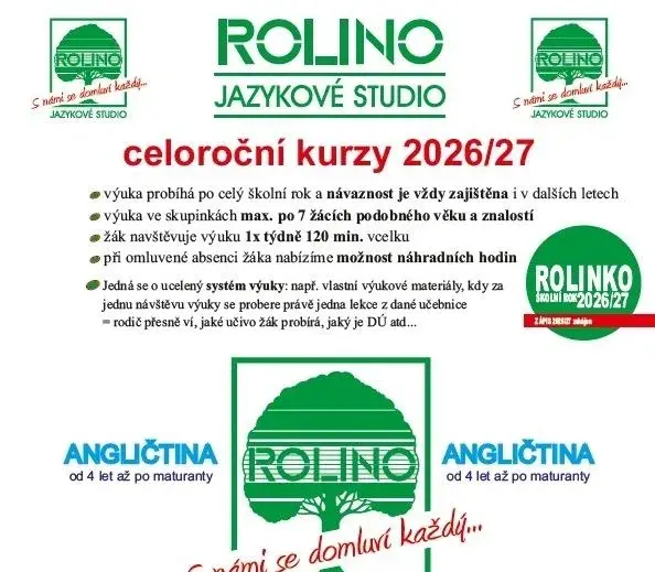 ANGLIČTINA ROLINO – celý školní rok 2026/27 – poukaz