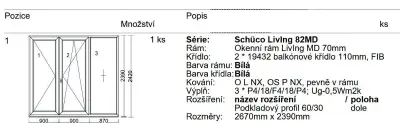 Nová Balkonová sestava Schüco trojsklo 267x239cm