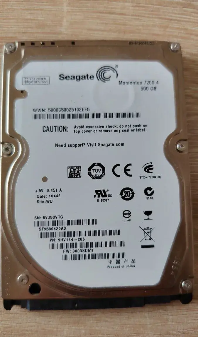 HDD disk 2,5" Seagate Momentus 7200 otáček 500GB