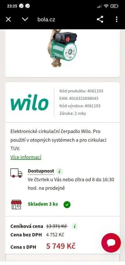 Regulační čerpadlo