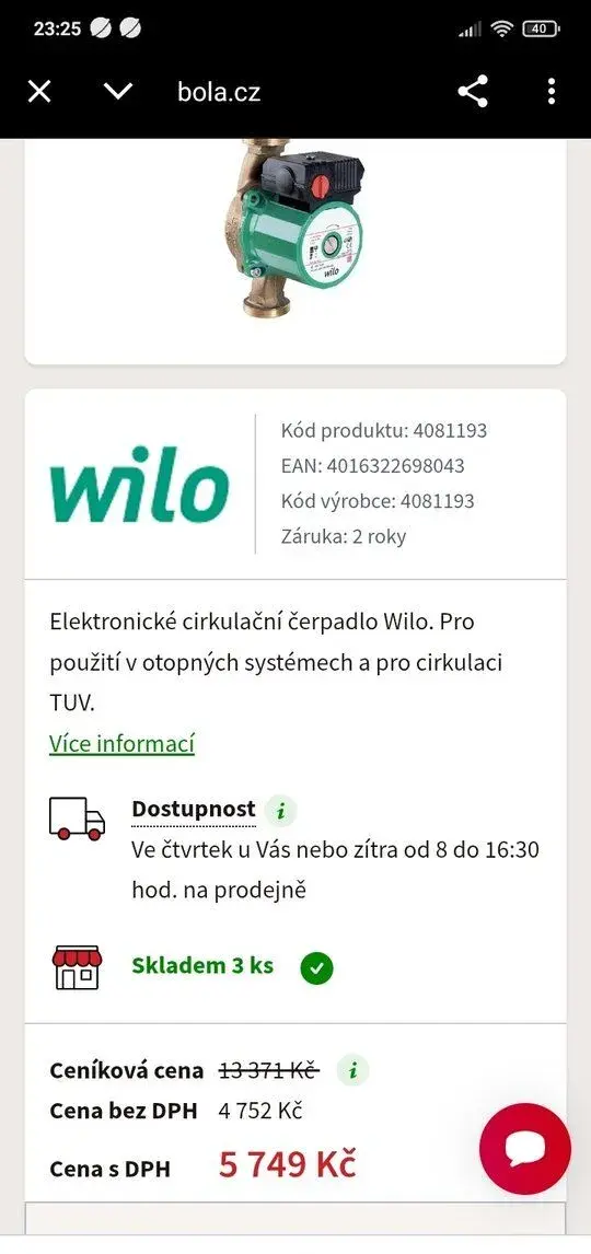 Regulační čerpadlo