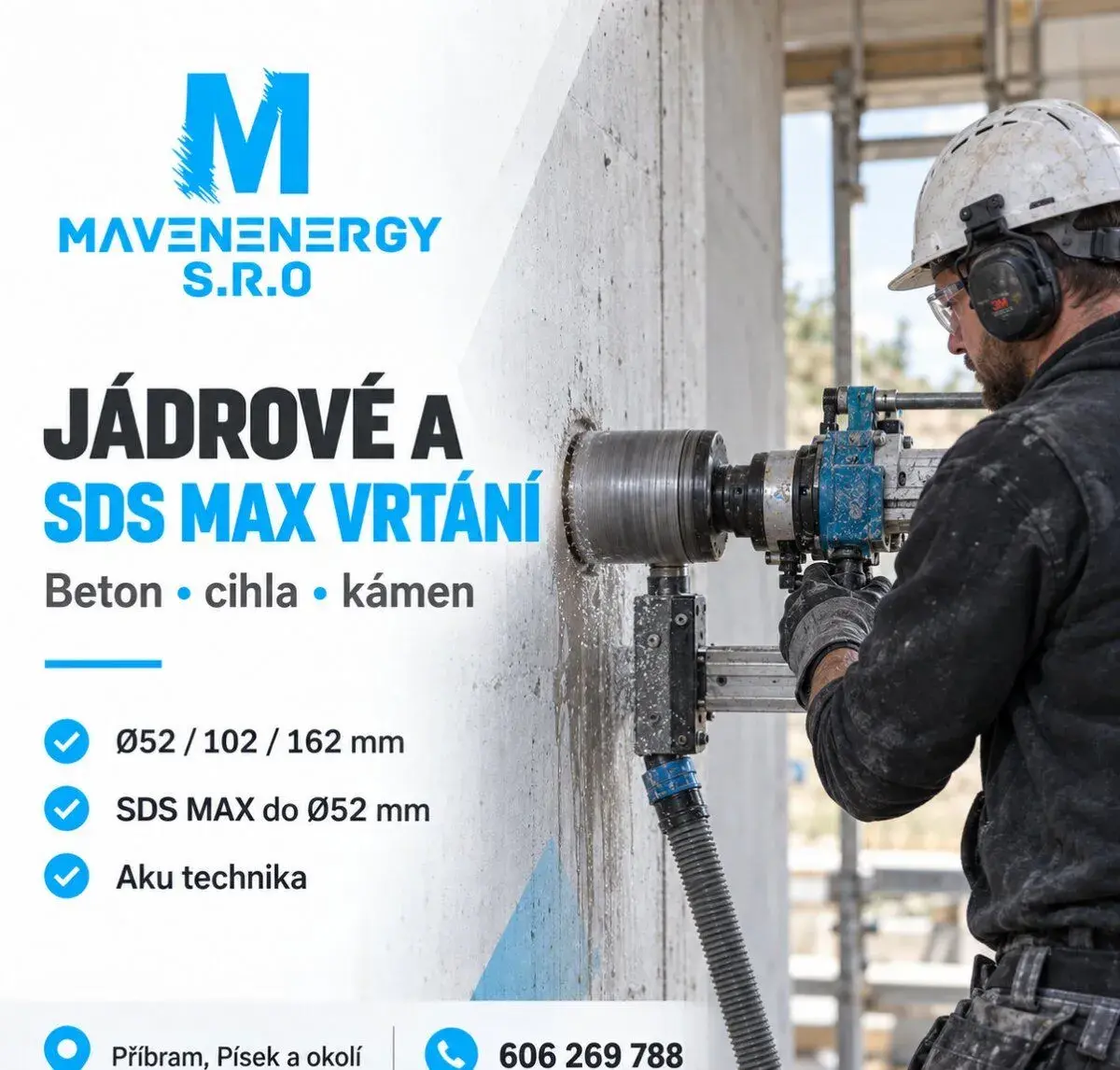 Vrtání & Jádrové vrtání – beton, železobeton, cihla, kámen