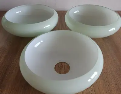 3 náhradní kulatá zelenkavá retro skla širmy stínidla
