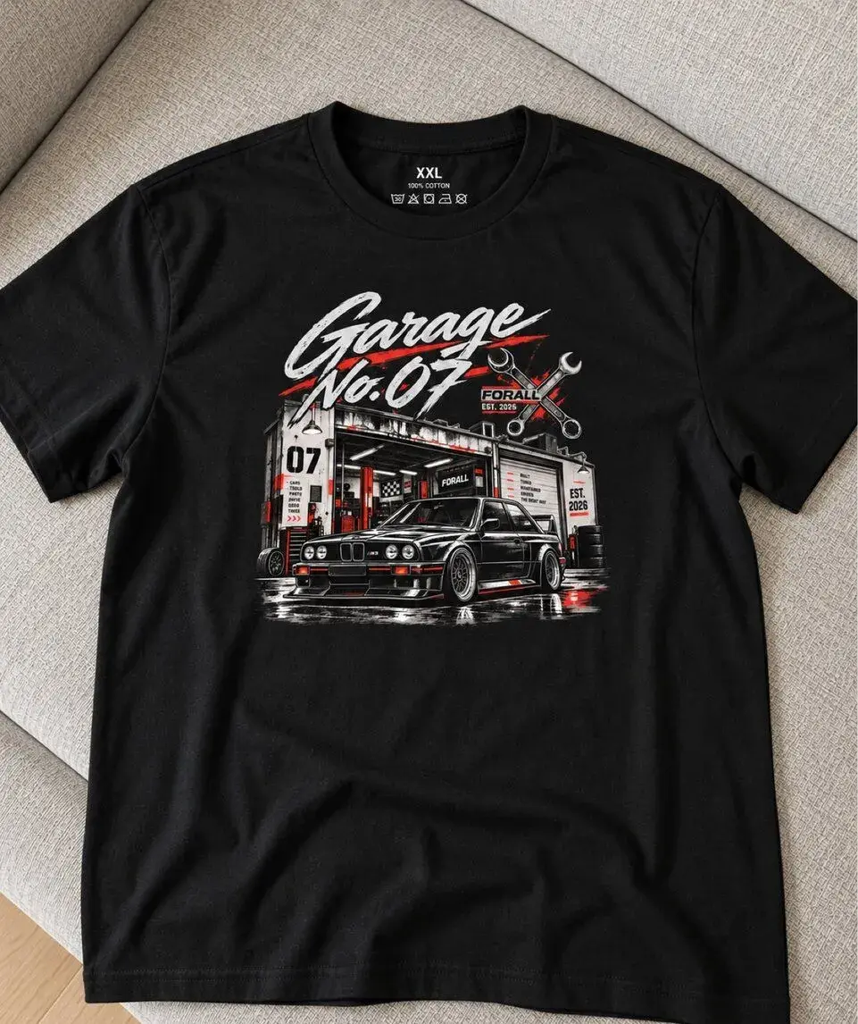 Pánské tričko s potiskem – retro auto Garage No.07 – XXL
