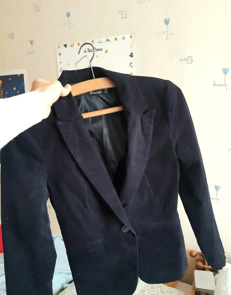 Modré manšestrové sako 36