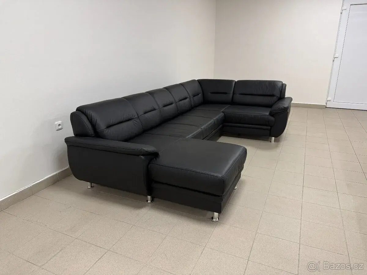 Kožená sedací souprava tvaru U - Nepoužitá