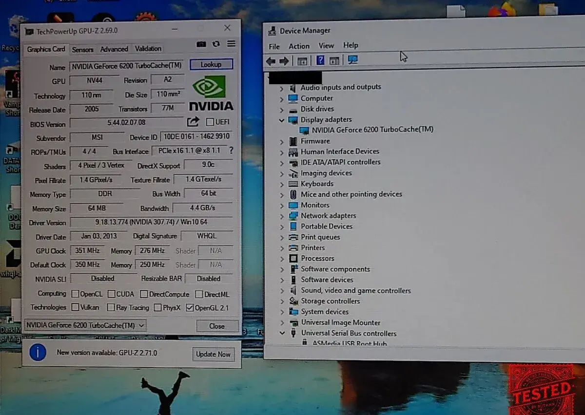 Geforce 6200 - WIndows 95+98+NT+2000XP+7/8, otestovana