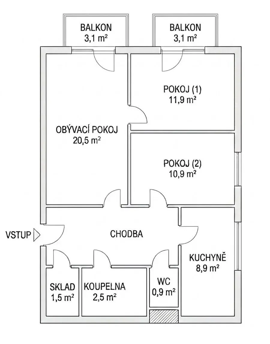 Pronájem bytu 3+1 se dvěma balkony ve Zlíně