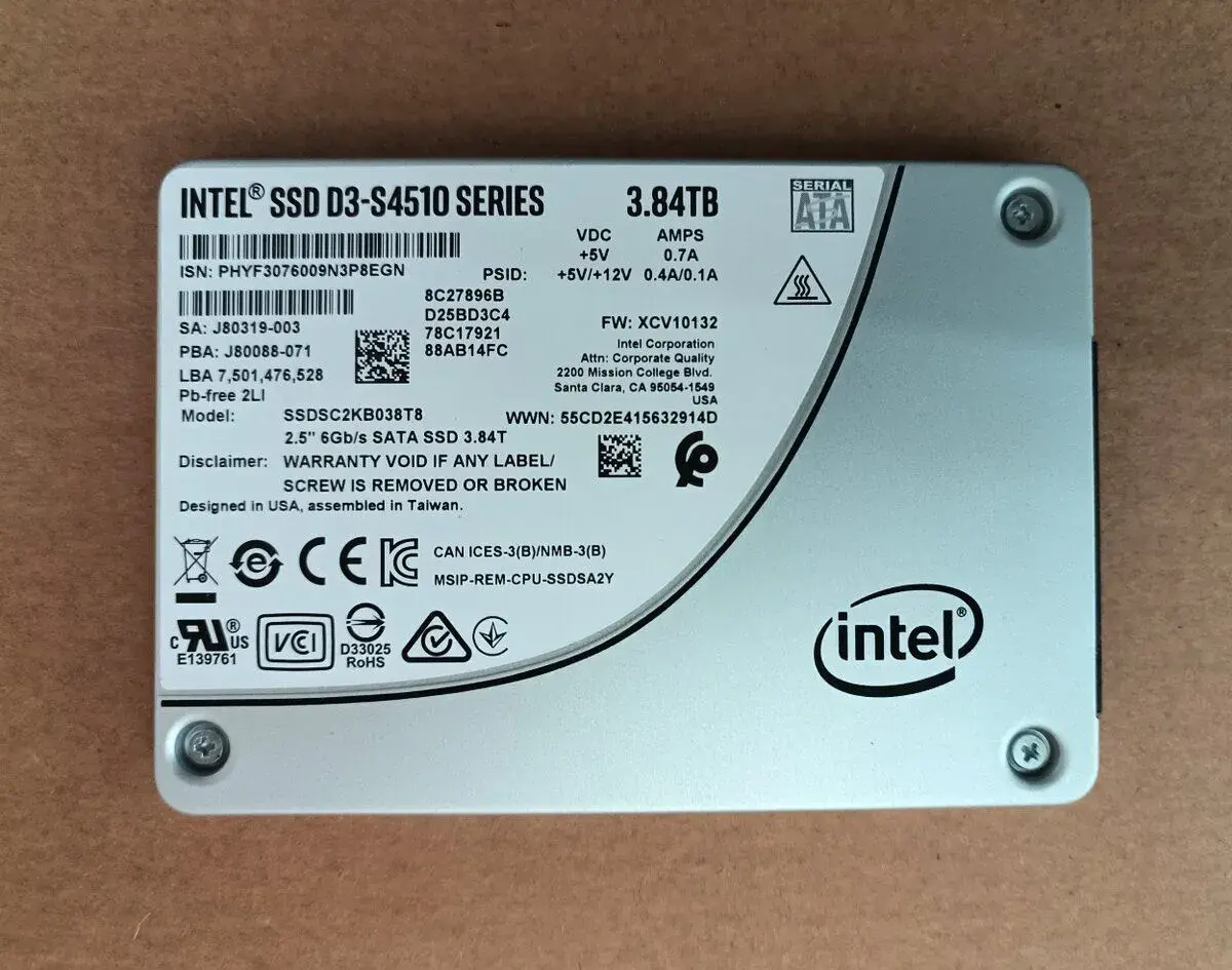 4TB SATA SSD Intel D3-S4510 SSDSC2KB038T8