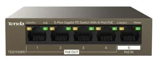 5 ks Tenda TEG1105PD Gigabit PoE PD Fanless Switch 30
