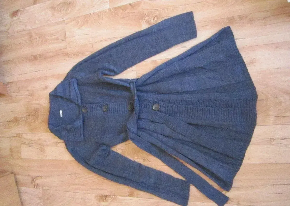 Dlouhý svetr / kabát, pletený, S/36 až M/38, tm. šedý