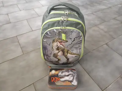 Školní batoh Dino World T-Rex v bouřce,reflexní + penál