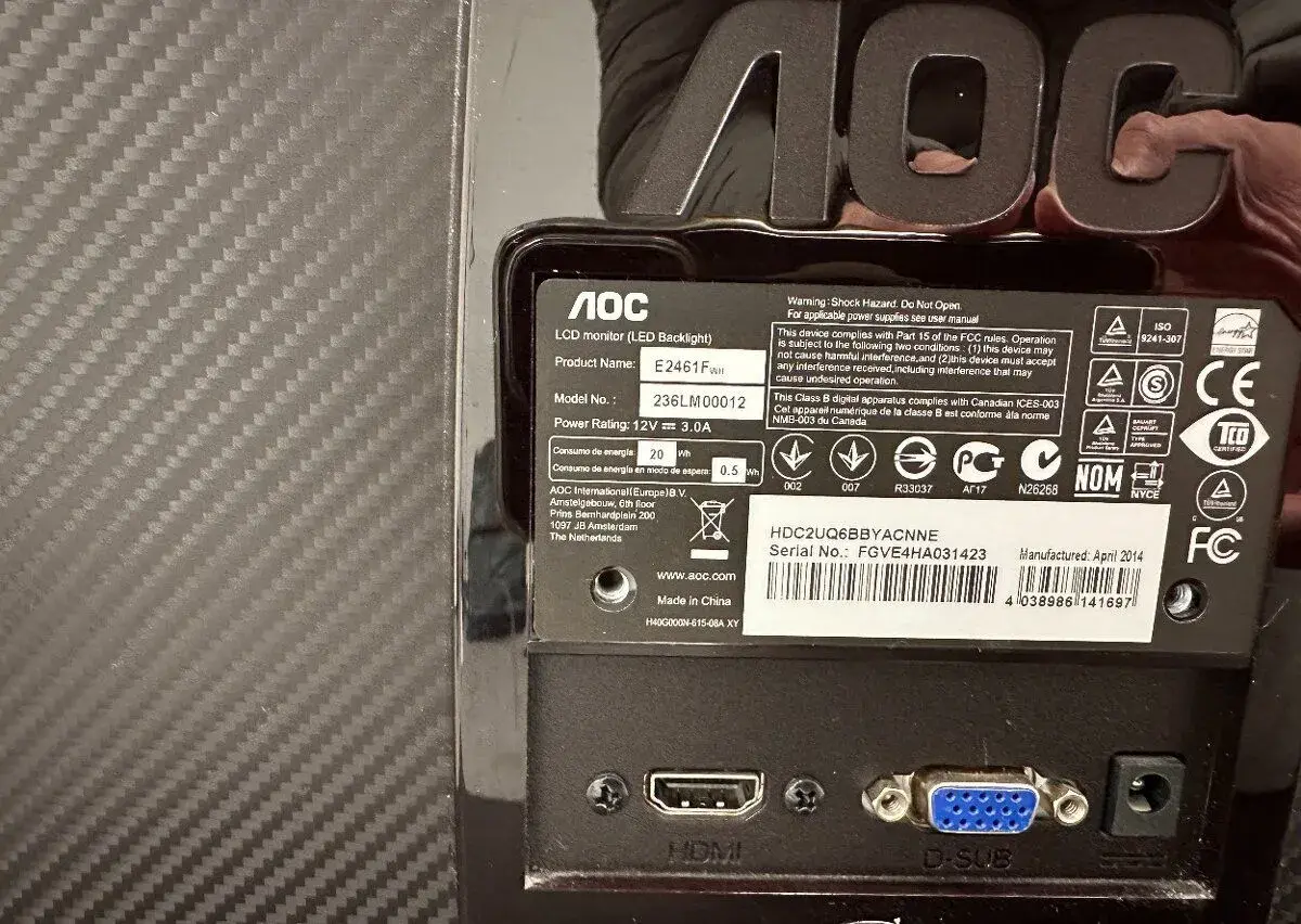 AOC E2461Fwh – 24" monitor Full HD, HDMI + VGA