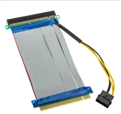 PCI-E 16x to 16x Riser Cable + Molex Power - 19cm