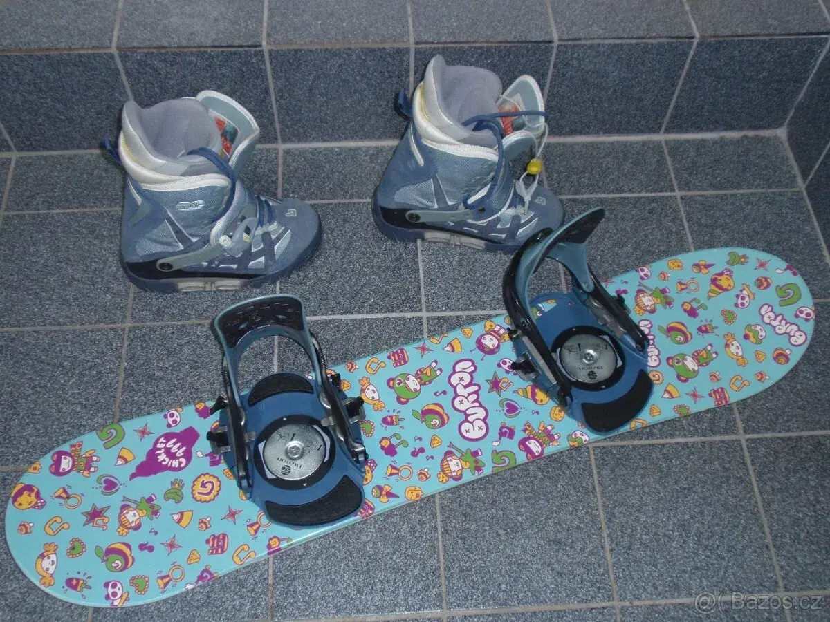 SNOWBOARD 111 CM BURTOM CHICKLET+NÁŠLAPNÉ BOTY BURTON V.38
