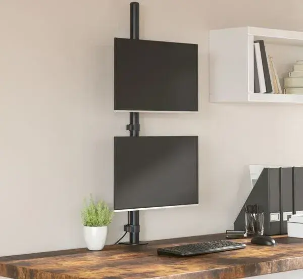 Stolní držák pro 2 monitory vidaXL (ocelový, nastavitelný)