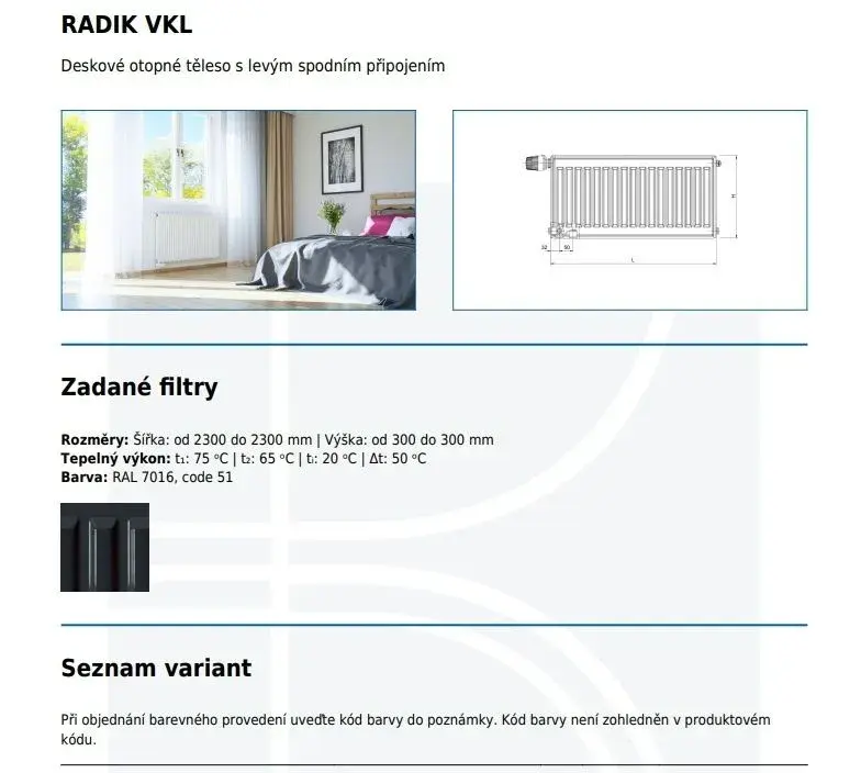 KORADO RADIK VKL 22 300x2300 radiátor, barva Antracit 7016