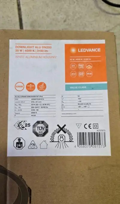 LED světlo DL ALU DN200 35W 4000K 3150lm IP44/20