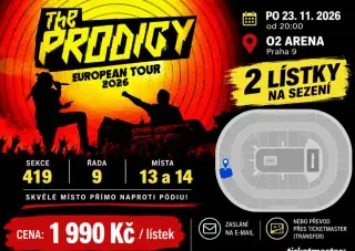 2 vstupenky na koncert The Prodigy v Praze 23.11.2026