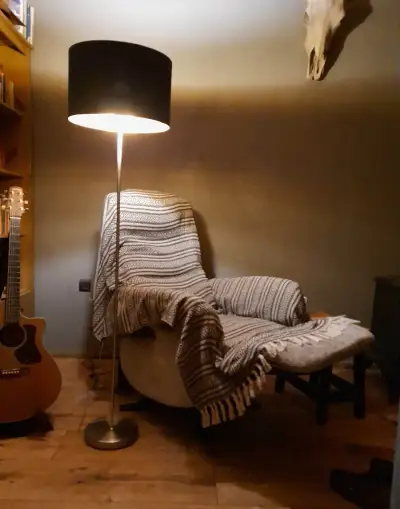 Stojací lampa TUNJA 1xE27/60W/230V matný chrom/černá