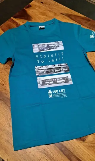 Tričko 100 let trvalého provozu autobusů v Praze