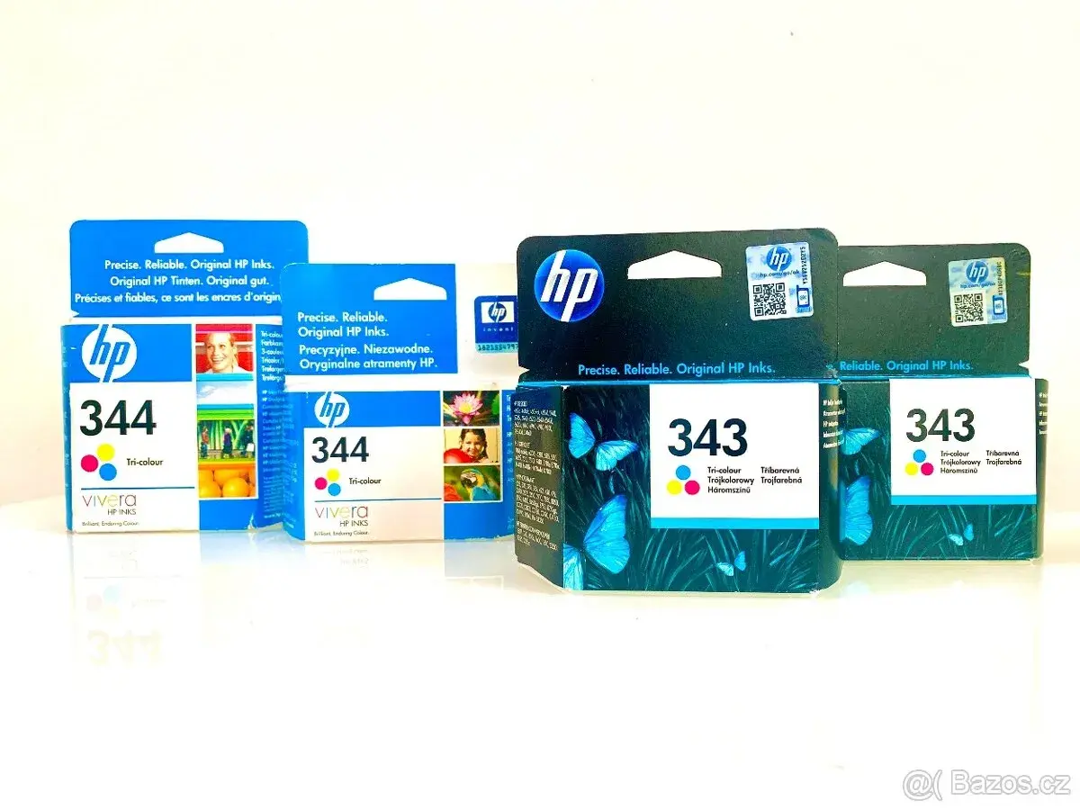 HP 343 a HP 344 originál, nepoužité