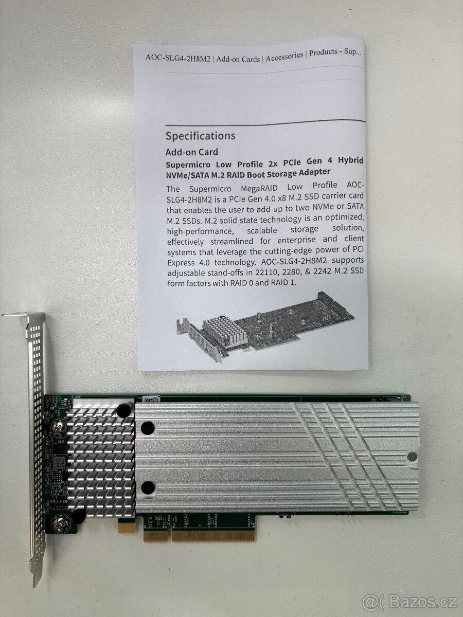 Karta/řadič Supermicro AOC-SLG4-2H8M2 pro NVMe/SATA M.2