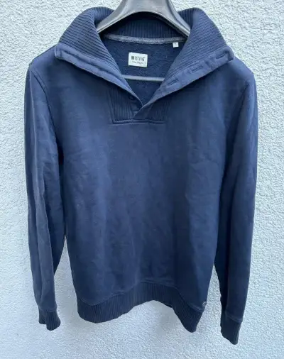 MUSTANG True Denim M - navy mikina se šálovým límcem - bavln