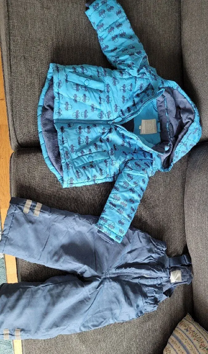 Zimní bunda a oteplovačky pro kluka vel. 92 (18-24m.)