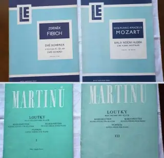 noty pro klavír - Fibich, Mozart, Martinů