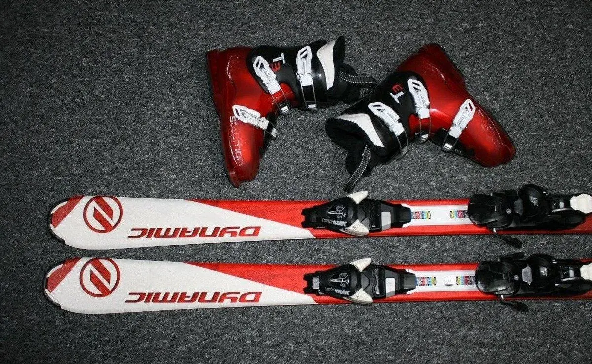 lyže dynamic 130 cm , lyžaky salomon