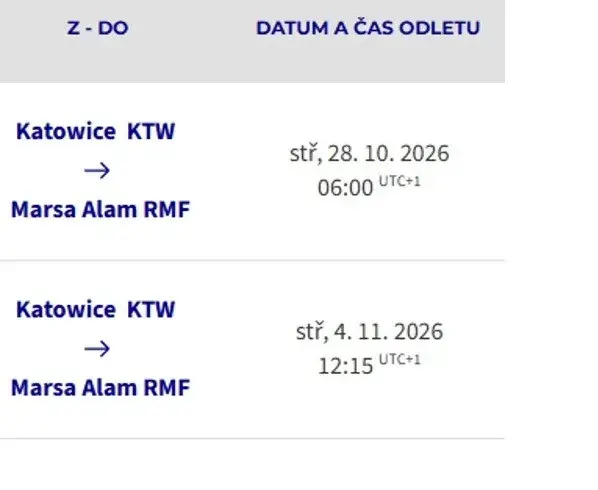 2 x letenka z PL/Katowice - Egypt/Marsa Alam