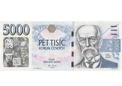 Výroční 5000 Kč bankovka ČNB 2026 + přebal