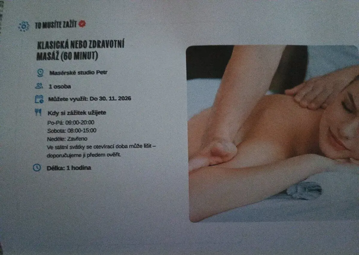 Masáž Voucher 60min Ostrava