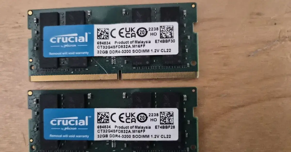 DDR4 64GB RAM (2x32) SODIMM 3200 Crucial