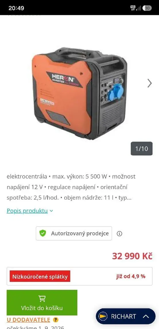 Tichá digitální elektrocentrála Heron 5,5KW