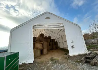 Plachtová Hala 10×15,25×5,2m, PVC 610g/m2, bílá