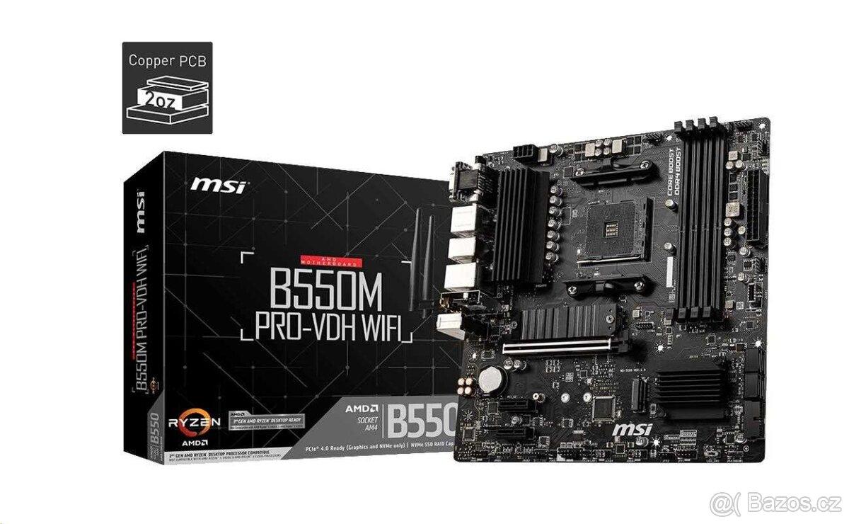 MSI MB Sc AM4 B550M PRO-VDH WIFI, AMD B550, 4xDDR4, VGA, mAT